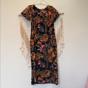 Handmade Vintage Long Maxi Hawaiian Muumuu Muu Muu Barkcloth Dress L/XL